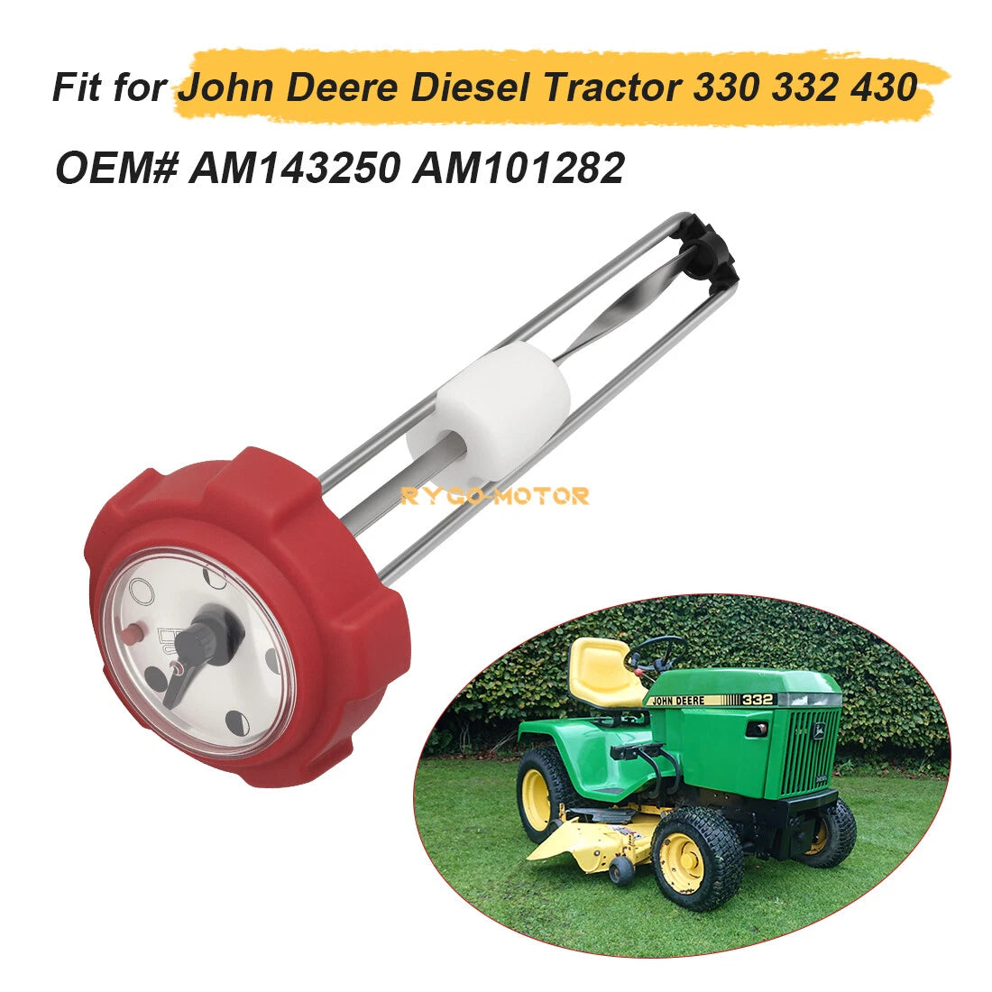 Fuel Gauge Gas Cap for John Deere 330 332 430 (AM143250 AM101282)