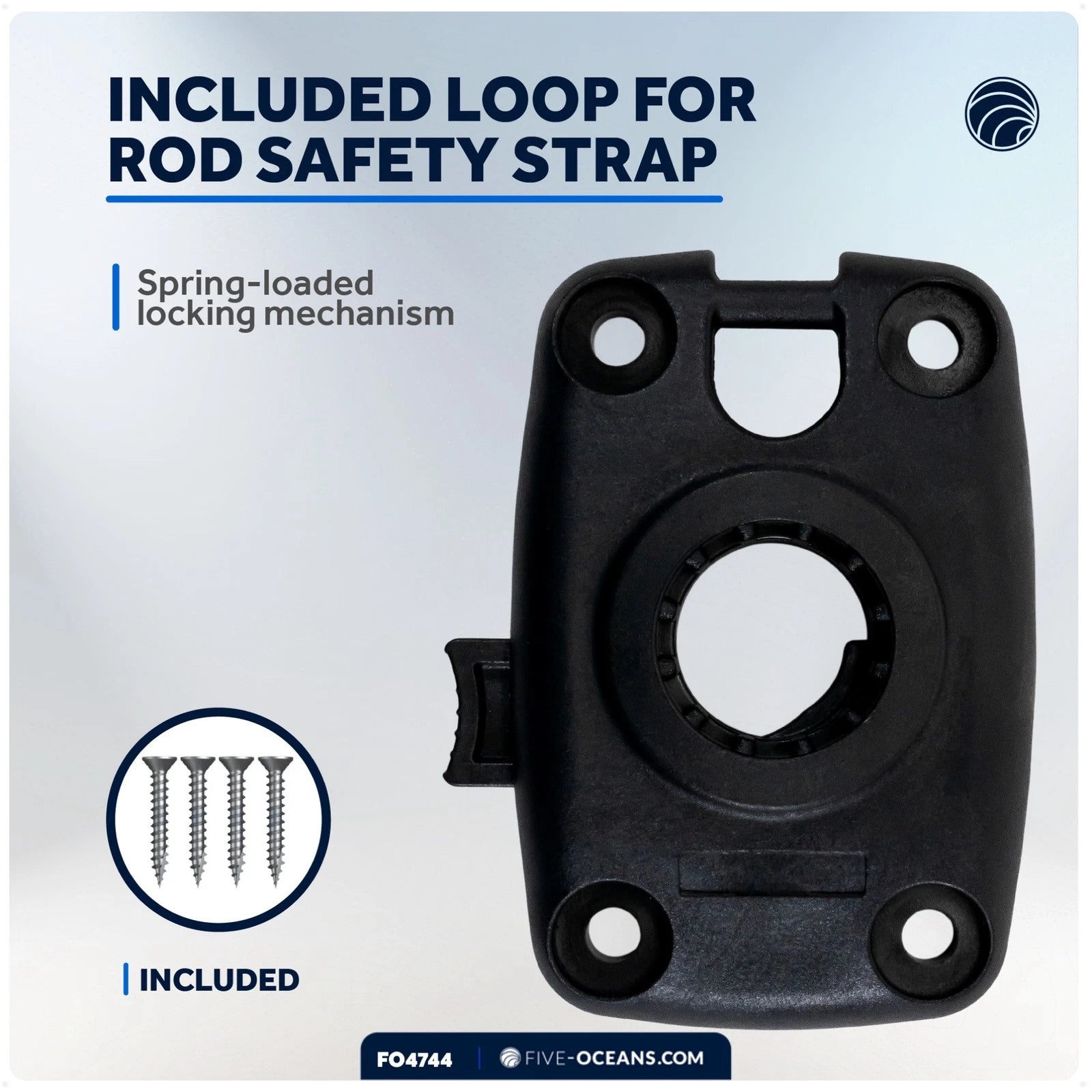 Fishing Rod Holder Deck Mount Base for Kayak (Spring Locking Mechanism)