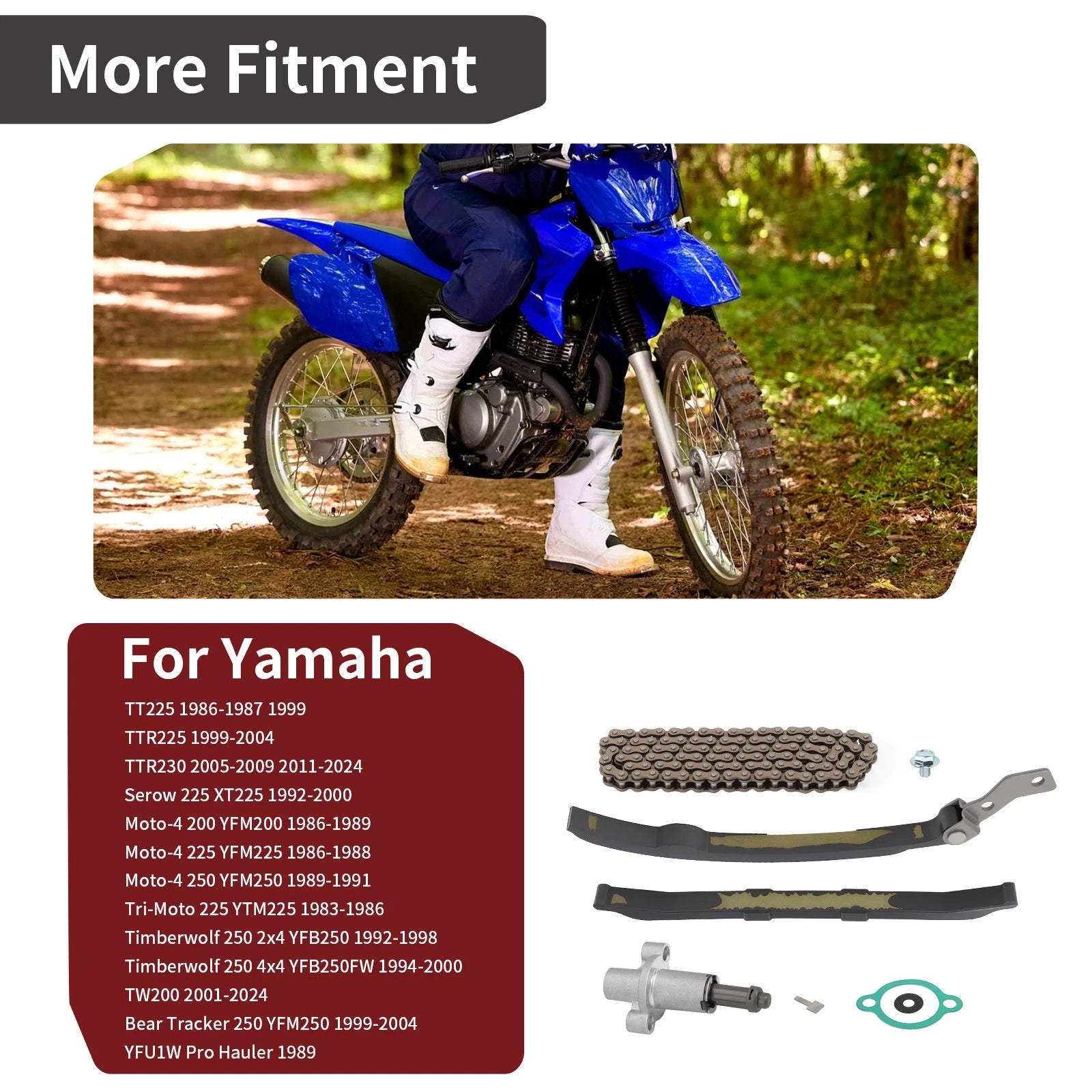 Cam Timing Chain Tensioner Guides Kit for Yamaha Moto 4 200 225 250 (1985–1995)