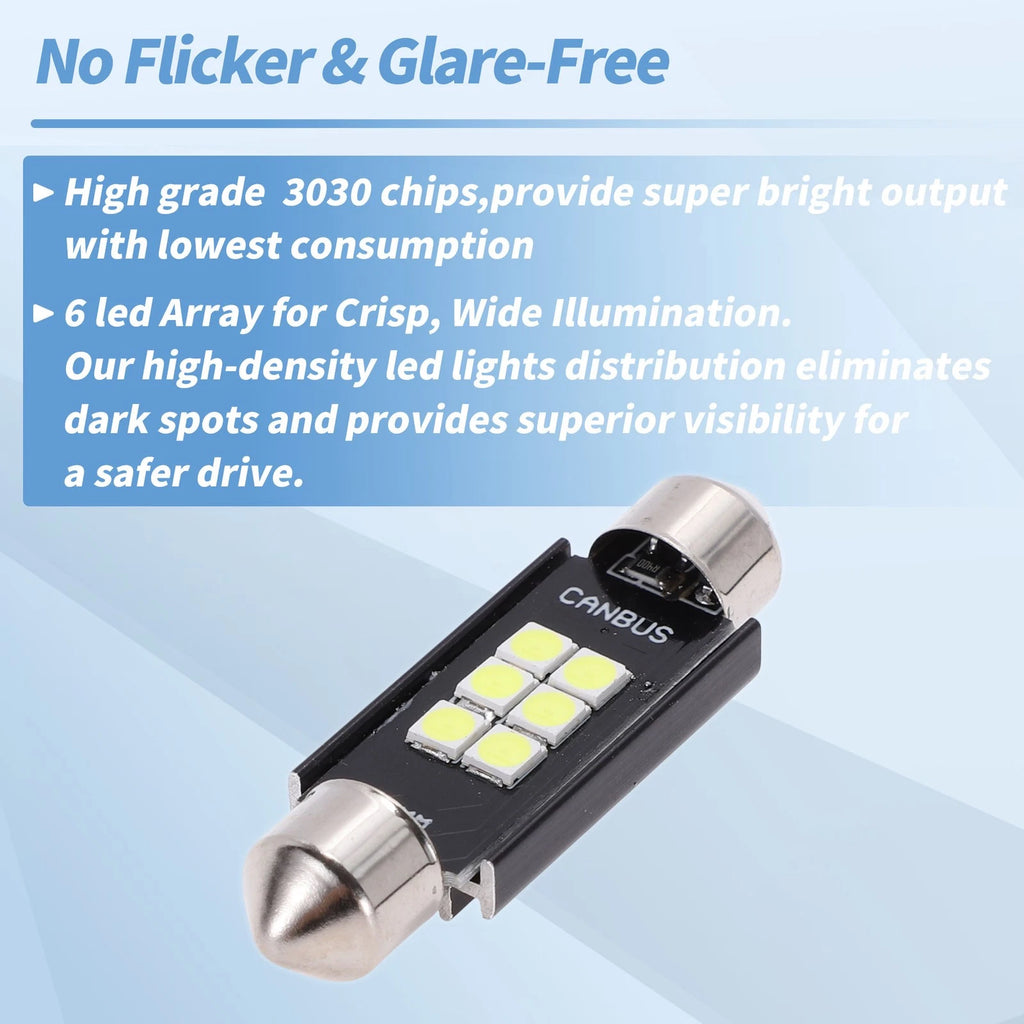 2X LED Dome Light Bulbs 3030 Chip 41mm for