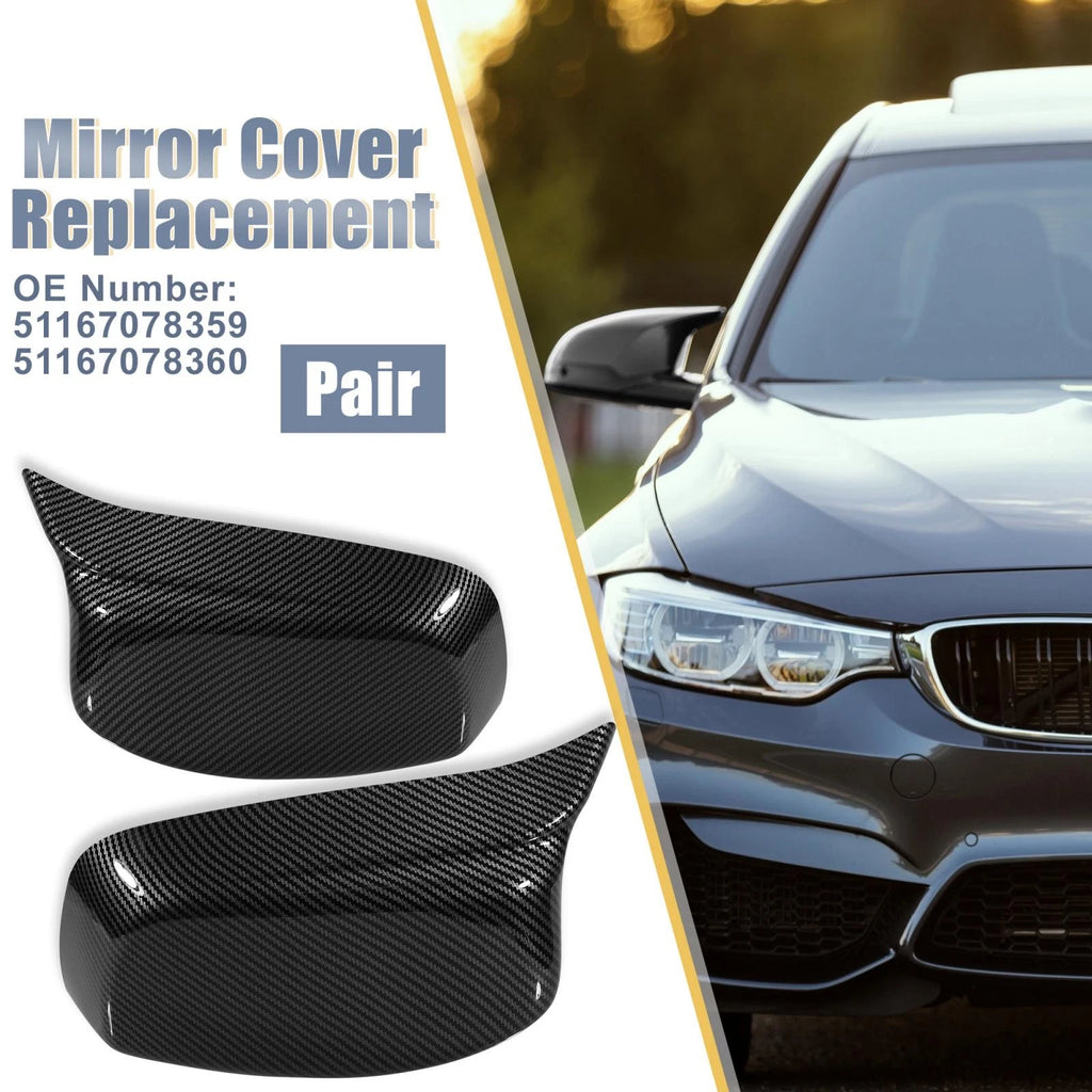 Rear View Mirror Covers Carbon Fiber Pattern Pair for BMW E60 E61 (2003–2010)