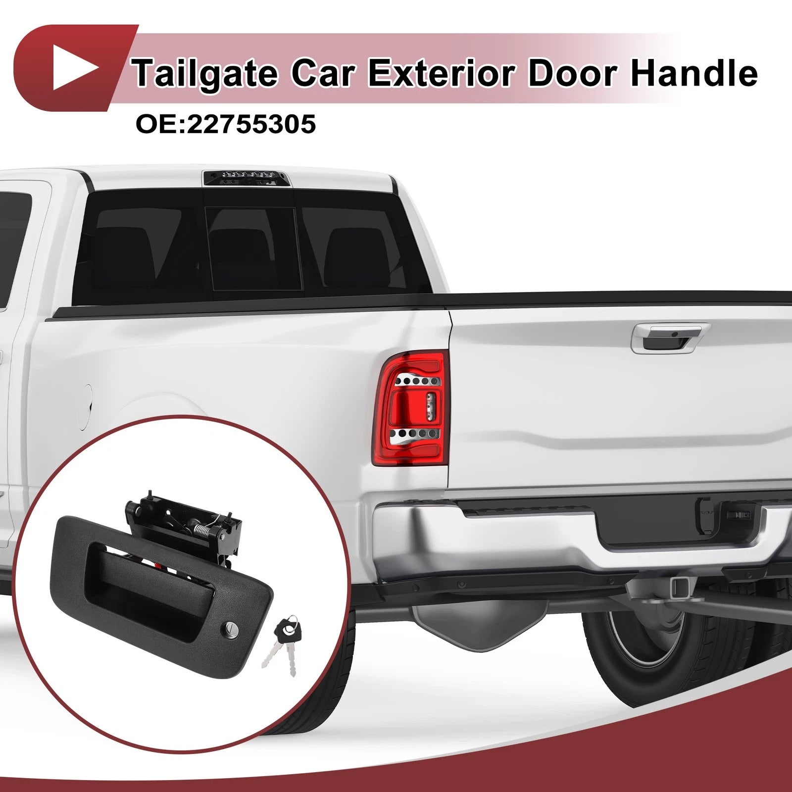 Tailgate Exterior Door Handle Replacement for Chevrolet Silverado 1500 (2007–2013)