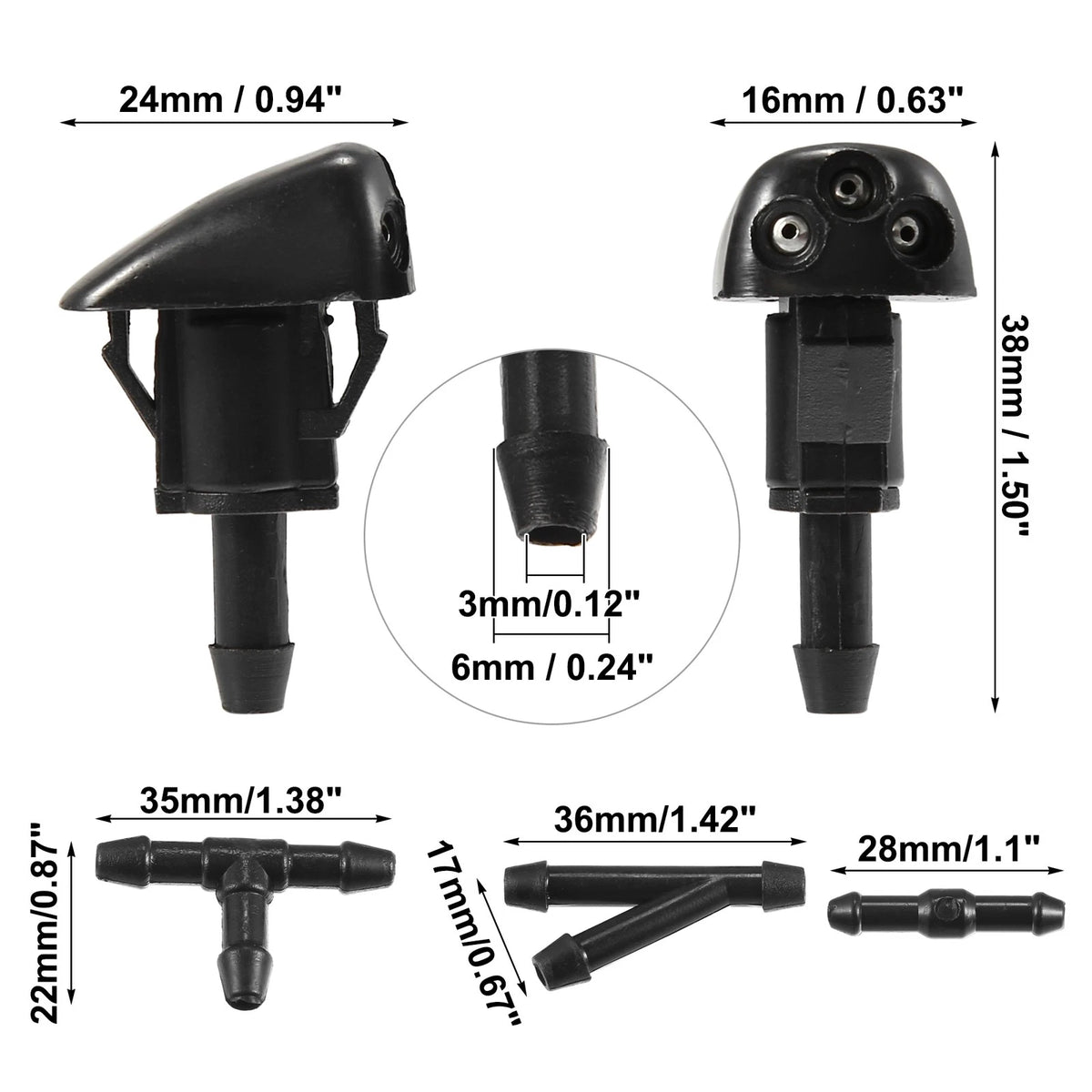 Windshield Washer Nozzle Hose Kit 2 Pack for Hyundai Kia (2000–2015)