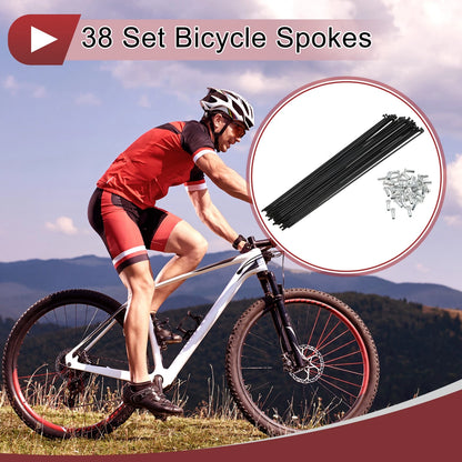 Bike Wheel Spokes 38 Piece Set 239mm Carbon Steel for Bicycle (239mm)