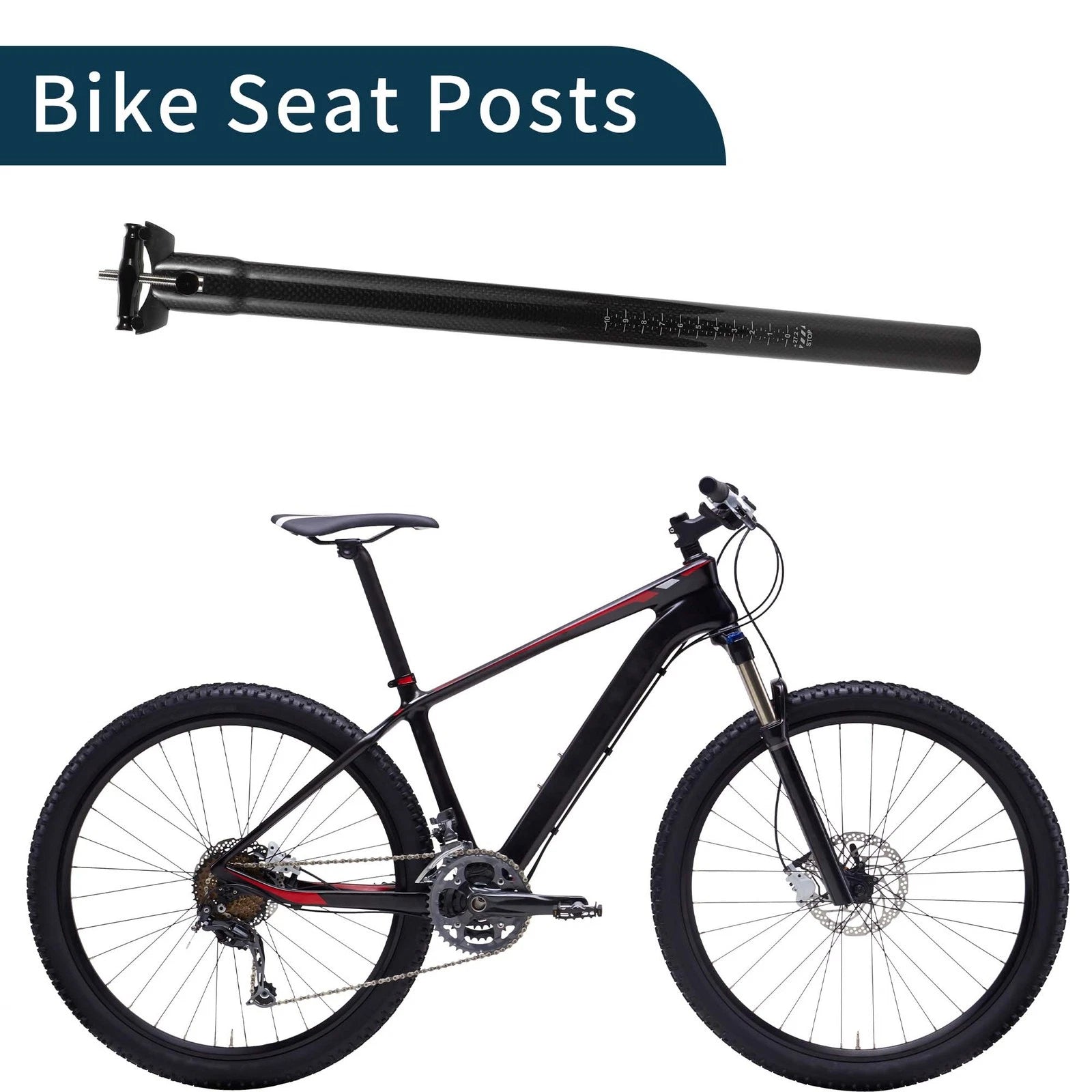 Bike Seatpost 27.2x450mm Suspension Replacement Saddle Post Gloss Black