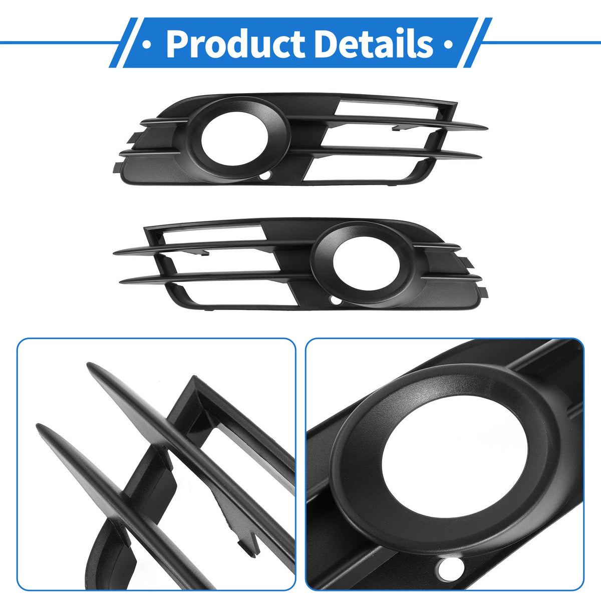 1 Pair Front Fog Light Grill for Audi A6 C7 (2012–2015) No. 4G0807681A/4G0807682G