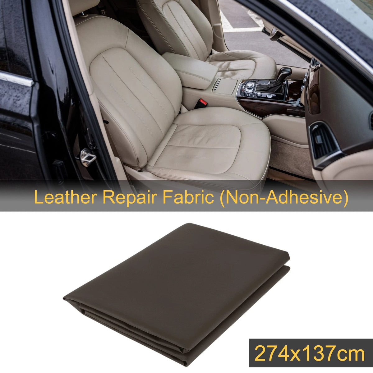 Leather Repair Patch for Car Seat Sofa Trim (108" x 54", Brown)