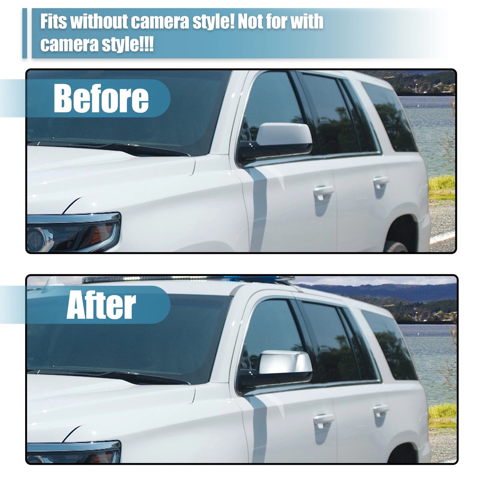 Chrome Plated Half Mirror Covers Pair for Chevy Suburban Tahoe GMC (2007–2023)