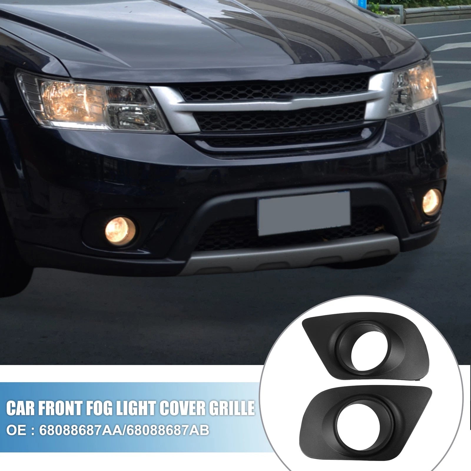 2pcs Front Left Right Fog Light Grille Cover for Dodge Journey (2011–2019)