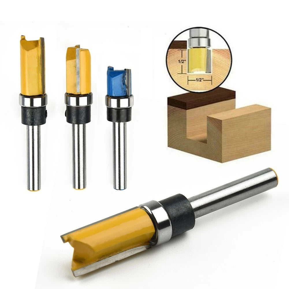 Router Bit Straight 1/4" Shank Carbide Extra Cutting Flush for Router