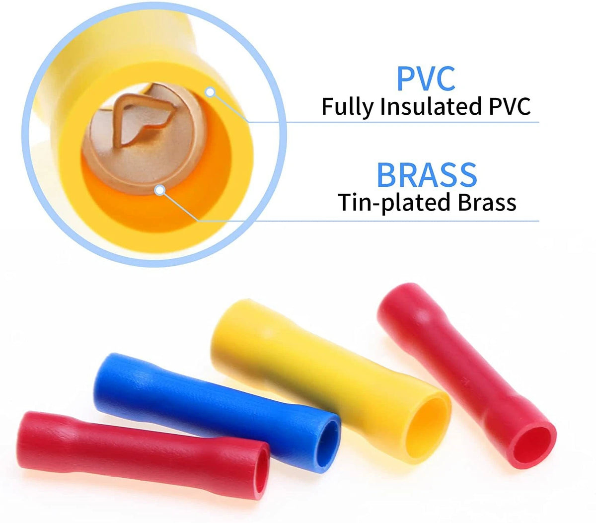 150PCS Insulated Straight Butt Wire Connectors Crimp Terminals