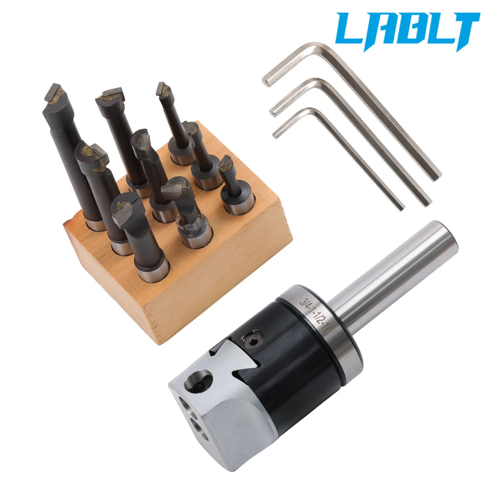 Boring Head Set with 3/4" Shank + 9-Pack 1/2" C6 Boring Bars