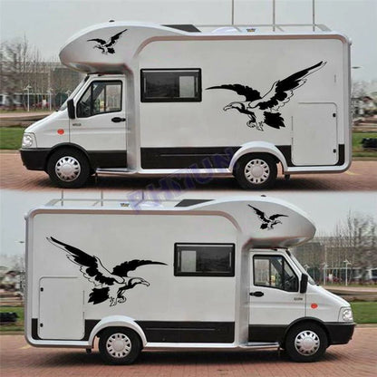 5x Black & White Eagle Style Car Stickers for Caravan Travel Trailer Van
