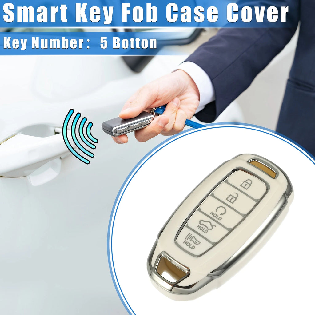 Key Fob Case Cover for 5 Button Remote for Hyundai Elantra (2017–2020)