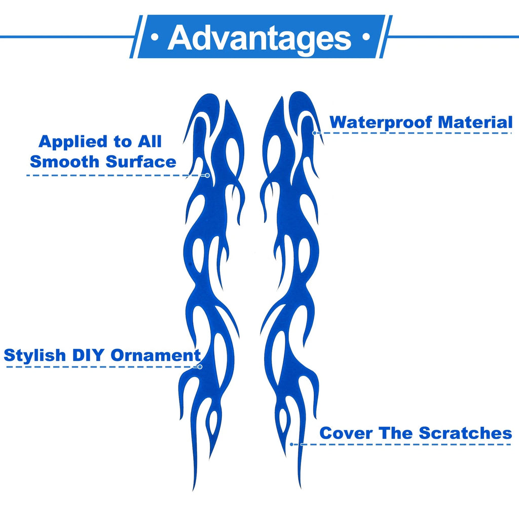 1 Pair Flame Pattern Car Bumper Sticker Decal for Universal Fit (24x4cm)