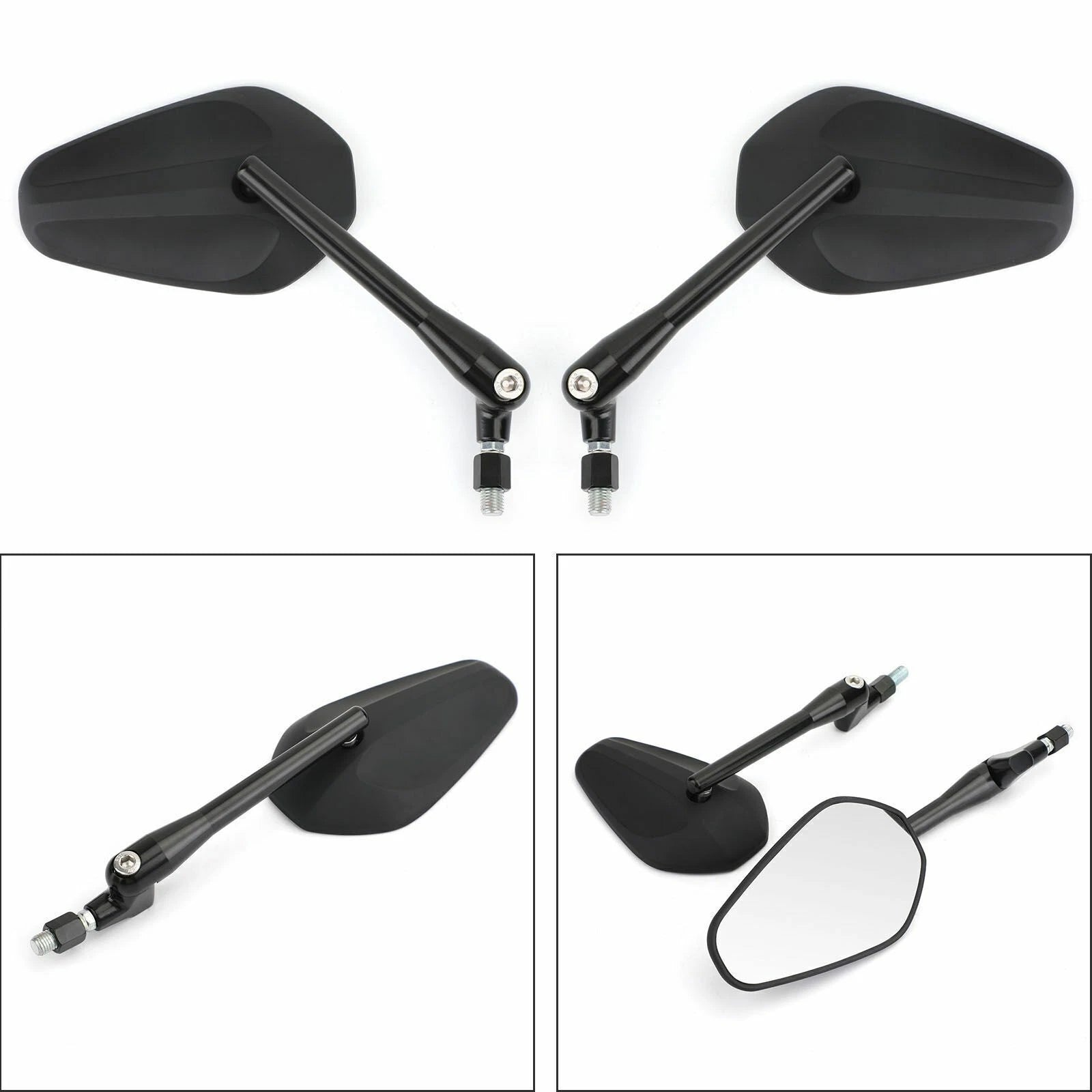 Pair M10 Rearview Mirrors for Motorcycle Universal (Custom Cruiser, Cafe Racer)