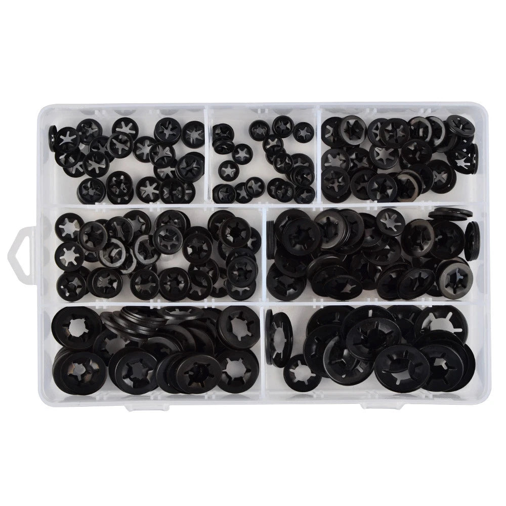 260Pcs Washer Rings Clamp Locking Push Clips Fasteners Assortment Kit