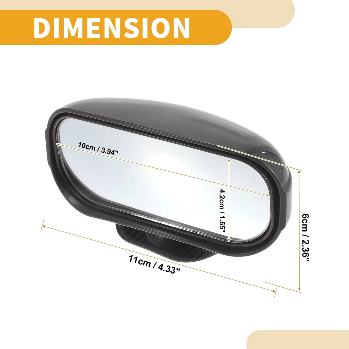 1 Pair Universal Blind Spot Mirrors 360° Rotation Adjustable ABS Black
