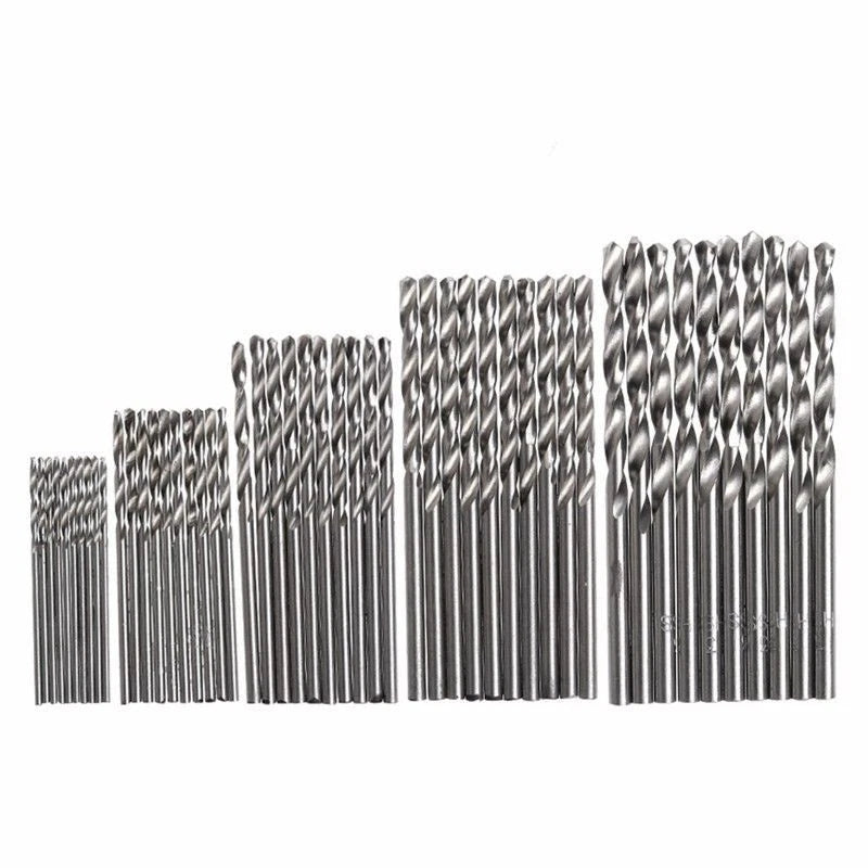 50pcs HSS Coated Drill Bits Set for Wood Plastic (1mm-3mm)