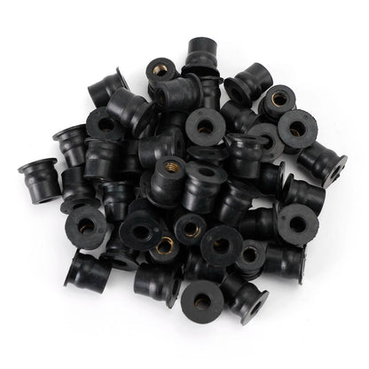 Set of 50 M6 Rubber Well Nuts for Windscreen & Fairing (Fits 13mm Hole)