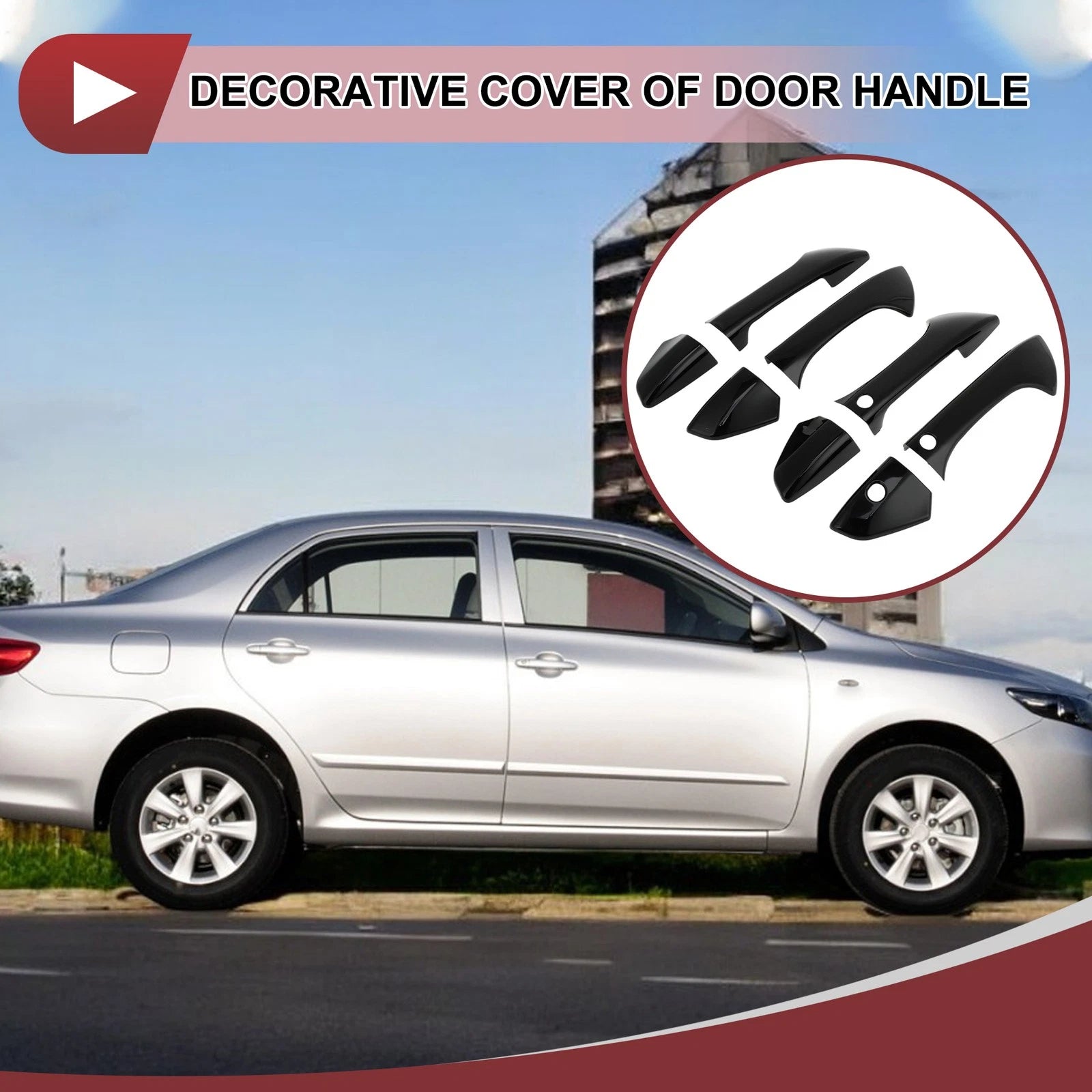 Car Door Handle Cover Outside Gloss Black Replacement for Honda Accord (2008–2012)