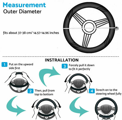 Plush Pink Steering Wheel Cover for Universal Fit (38CM)