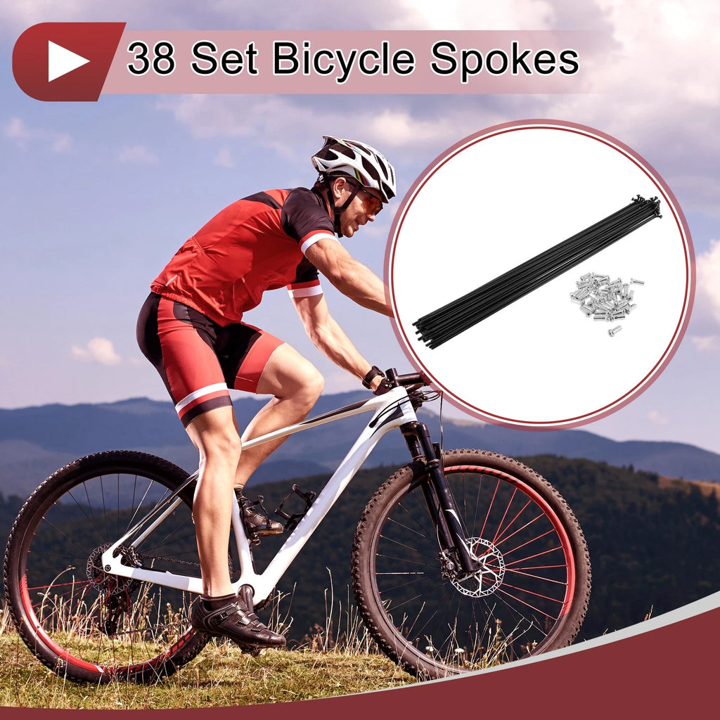 Bicycle Spokes 38 Pack 14G 267mm Carbon Steel for Universal Wheel (—)