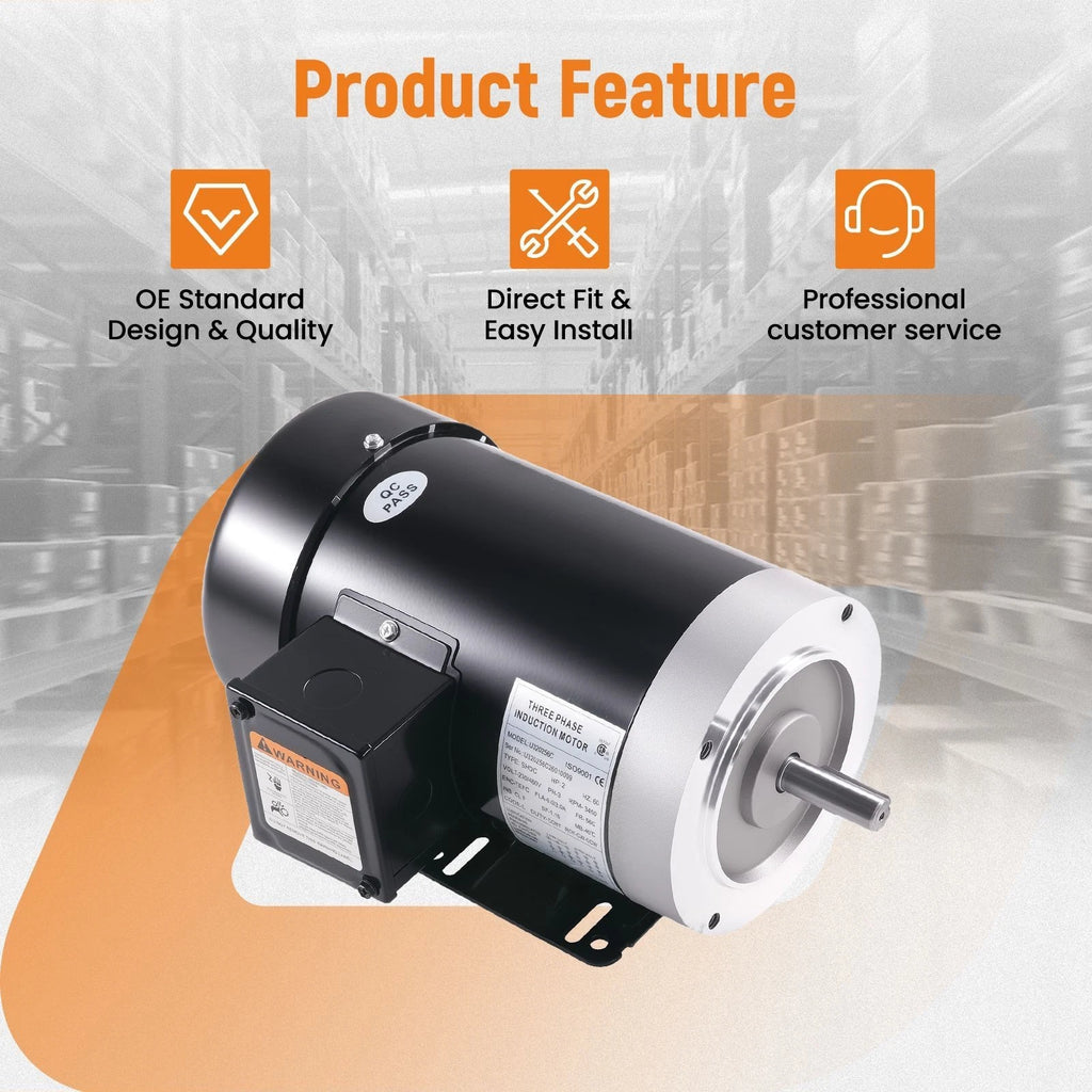 2 HP 3 Phase Motor TEFC 56C 230/460V (Premium Efficiency)
