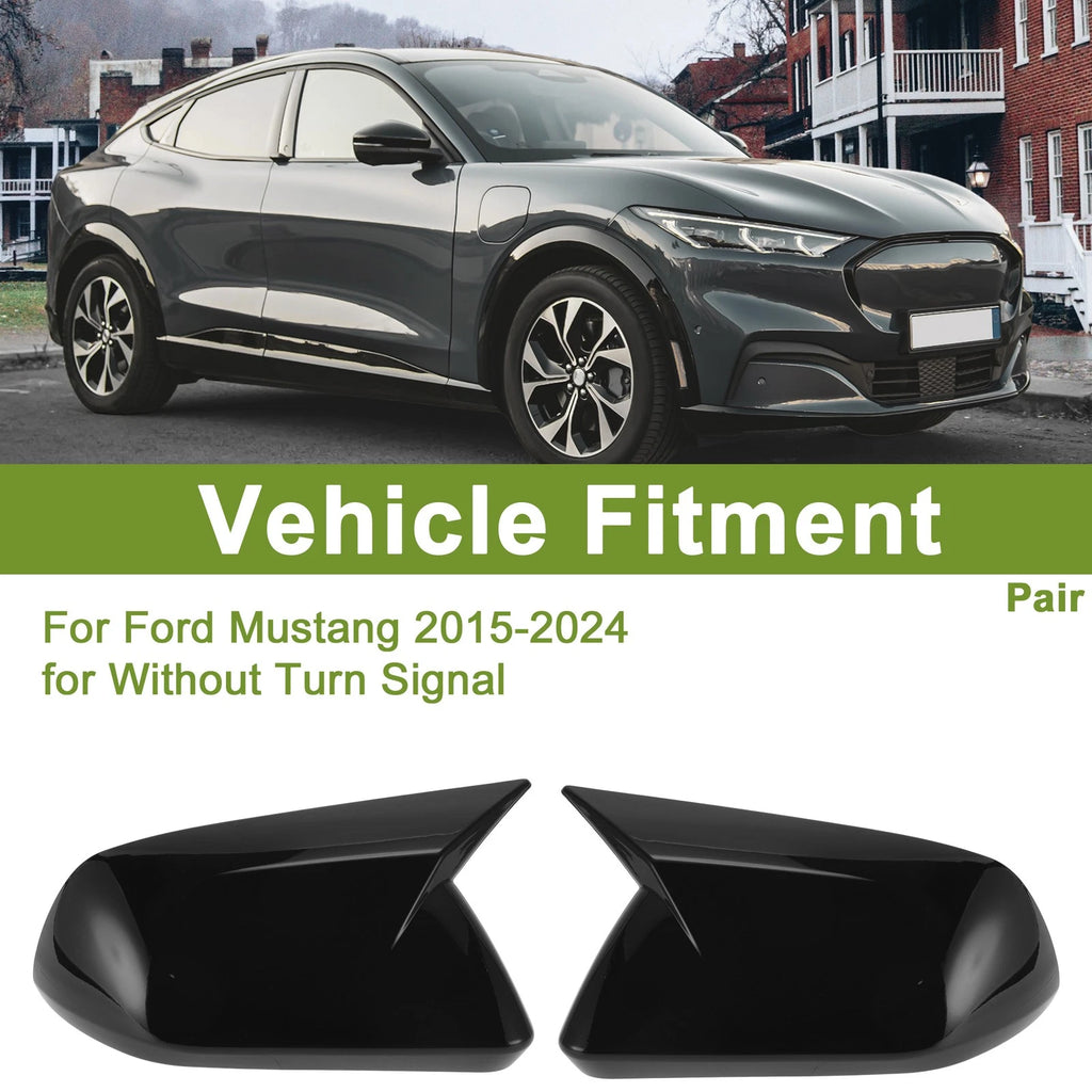 1 Pair Mirror Cover Cap Replacement Gloss Black for Ford Mustang (2015–2023)