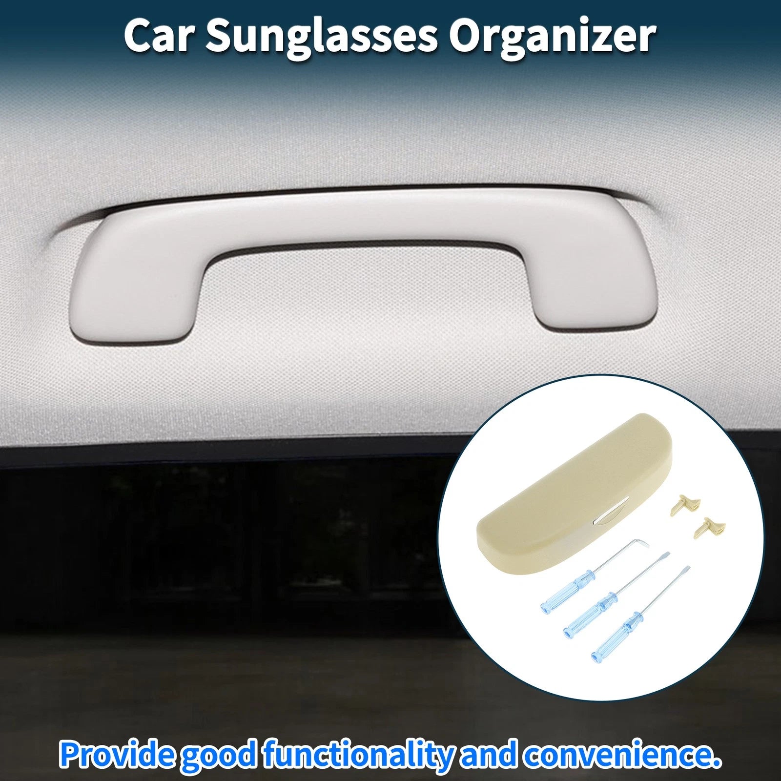 Car Sunglasses Case Eyeglasses Holder Storage Box for Audi Q2 (2018–2020) Beige