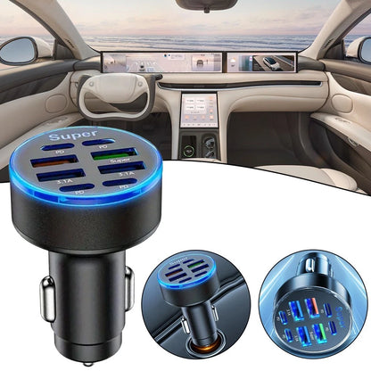 100W 8 Port Car Charger with Intelligent Protection for Universal Use