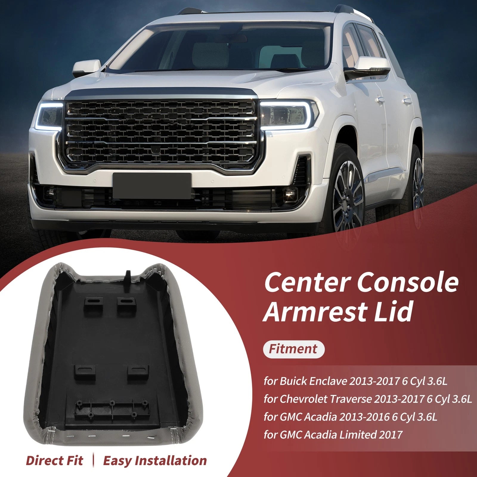 Center Console Armrest Lid Replacement for Chevy Traverse GMC Acadia (2009–2019)