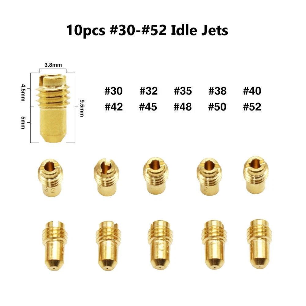 10Pcs Carb Pilot Jet Idle Slow Jet 1488 Replace For Dellorto PHBG/PHBD #30-#52