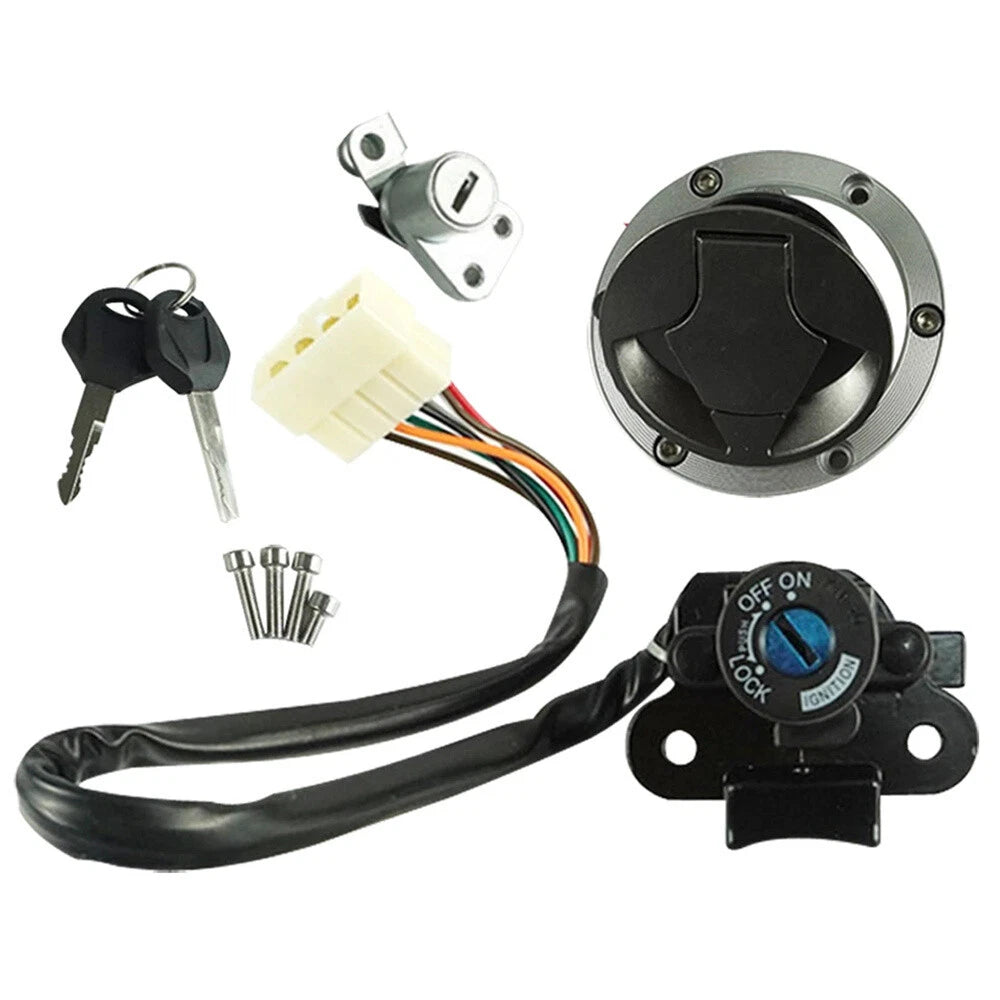 Ignition Switch Lock Gas Cap Cover Set For Kawasaki Ninja 250R EX250J 2008-2012