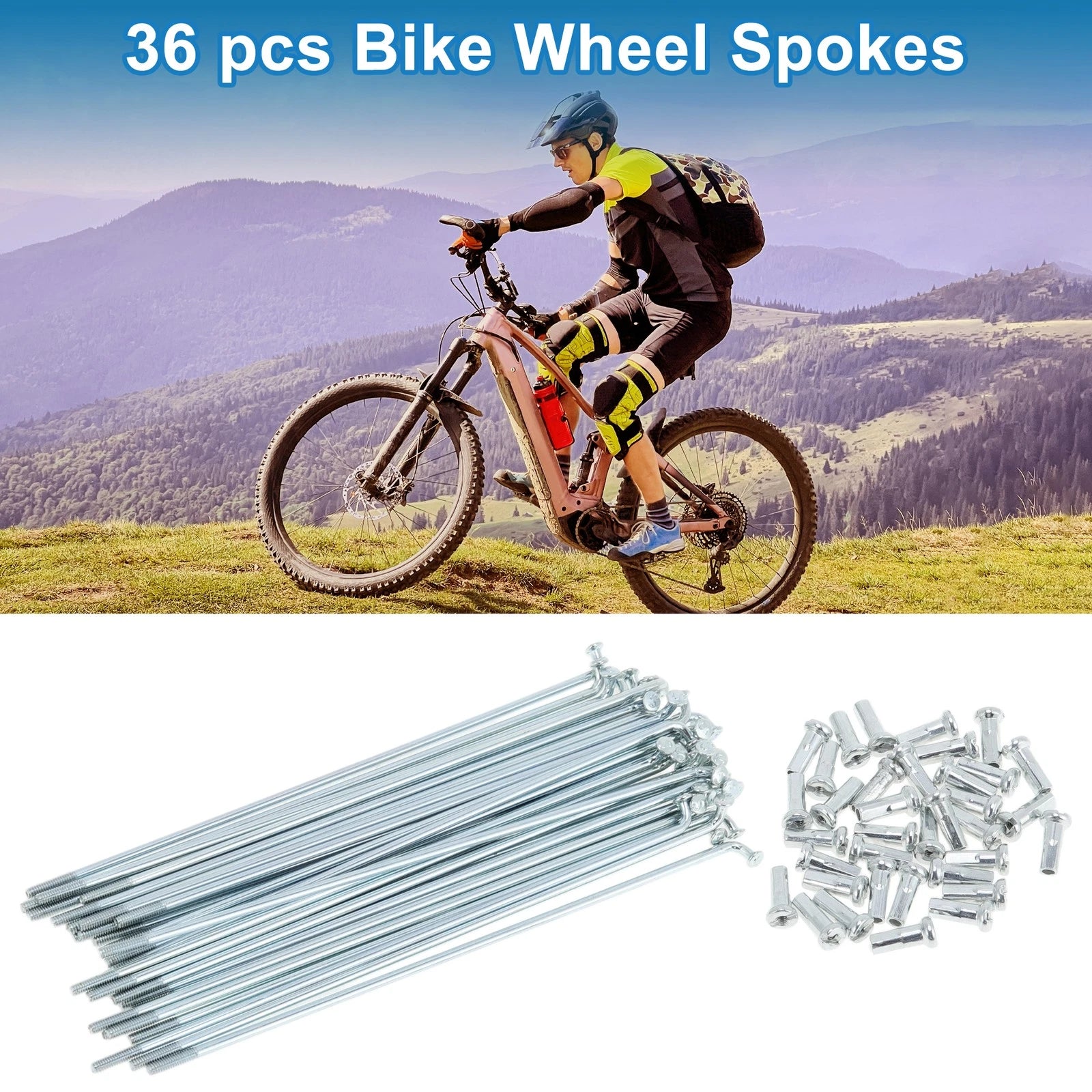 Bicycle Spokes Set 121mm Galvanized Carbon Steel for 14G Wheels