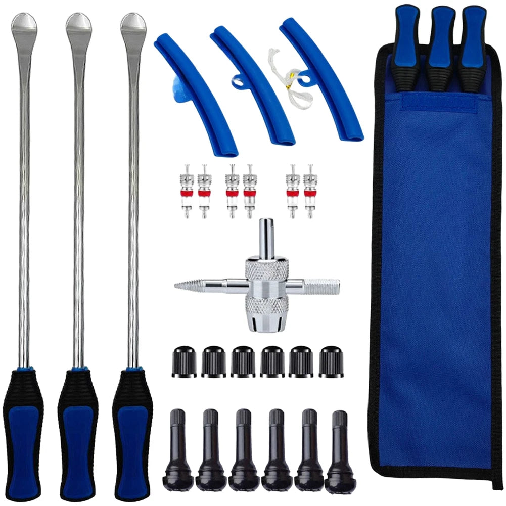 Heavy Duty Motorcycle Tire Repair Kit with Rim Protection and Levers