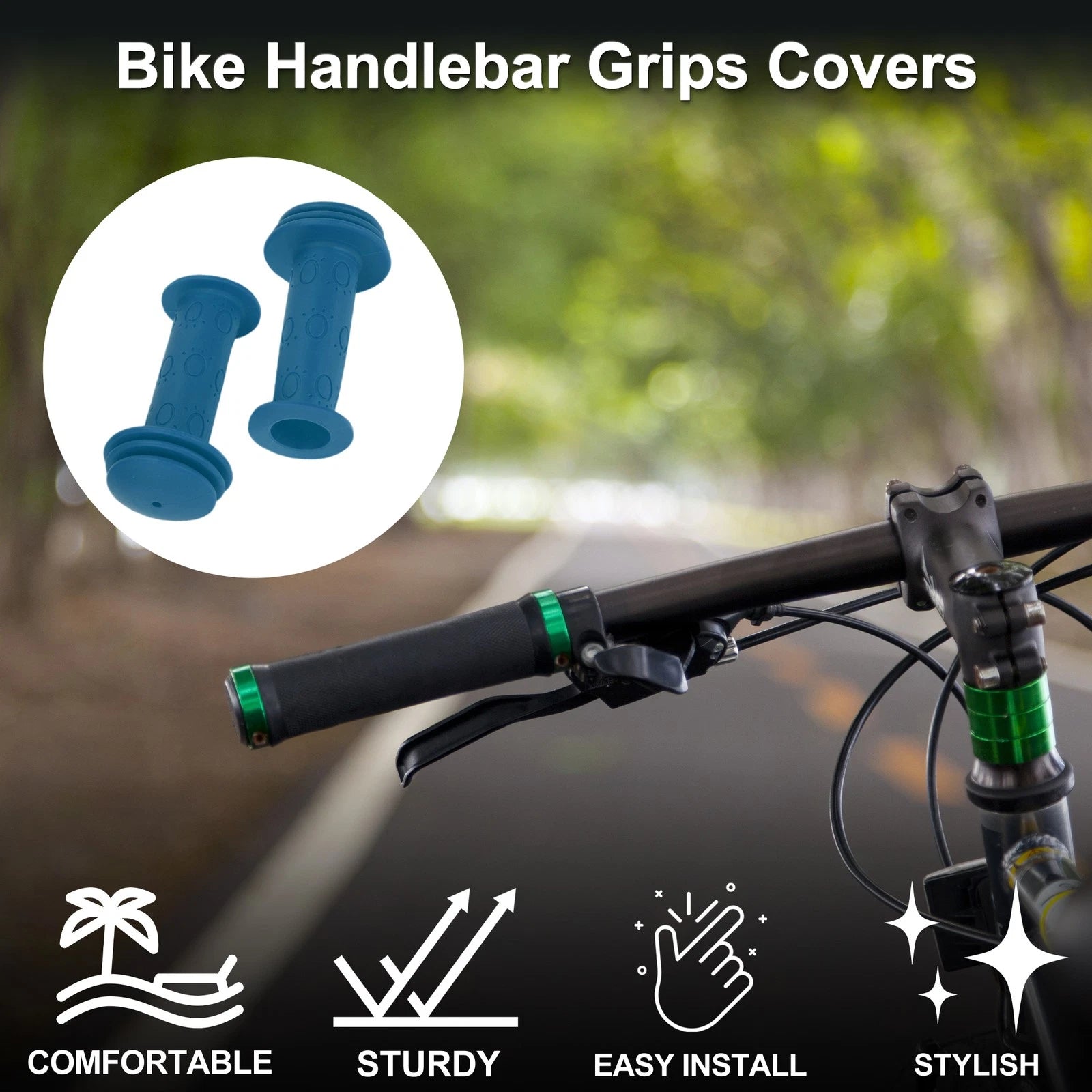 Bike Handlebar Grip Covers 95mm Lightweight End Protector for Blue Pair