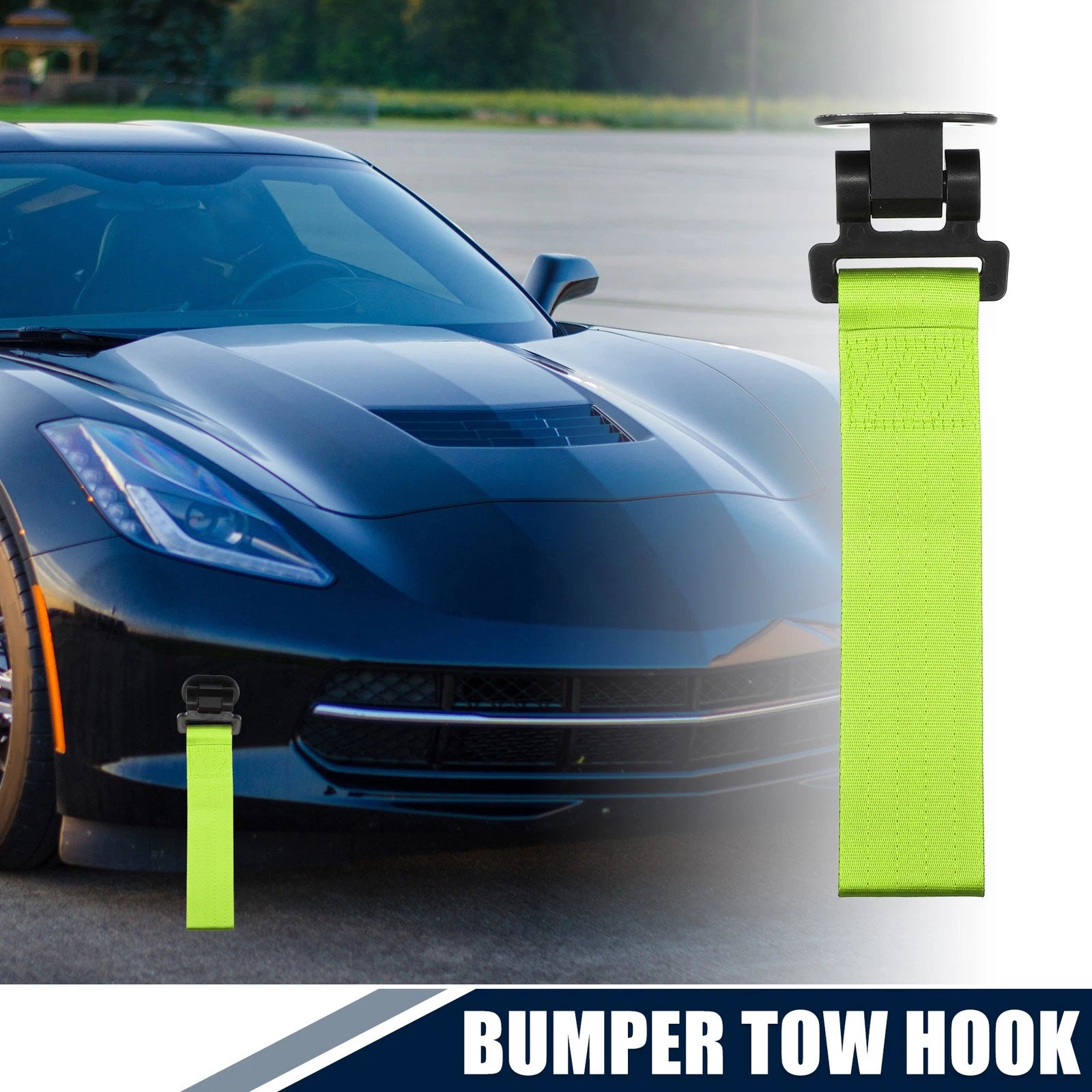 Tow Hook Strap for Car (27x6.5cm) - Green