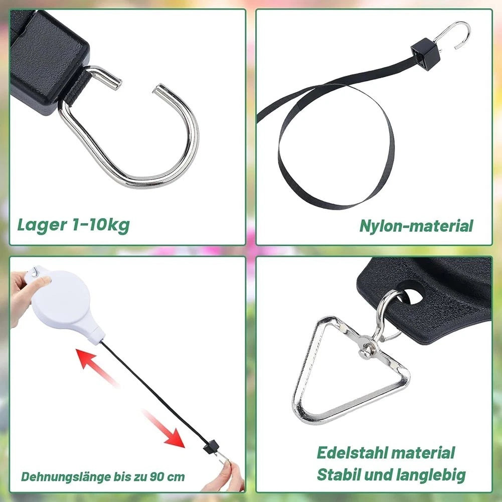 6Pcs Heavy Duty Adjustable Retractable Plant Hanger for Indoor Outdoor Use