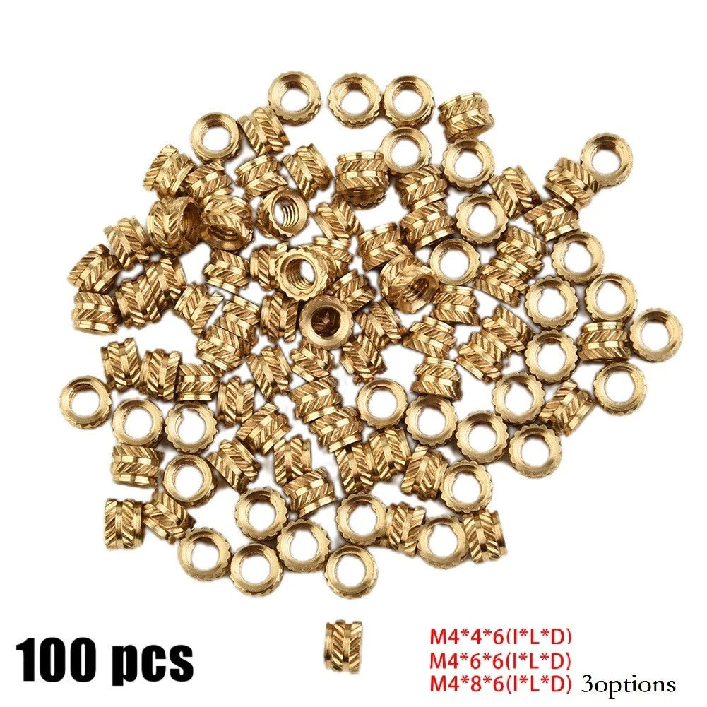 100PCS Brass Threaded Insert Self-Clinching Nut for Durability Resistance