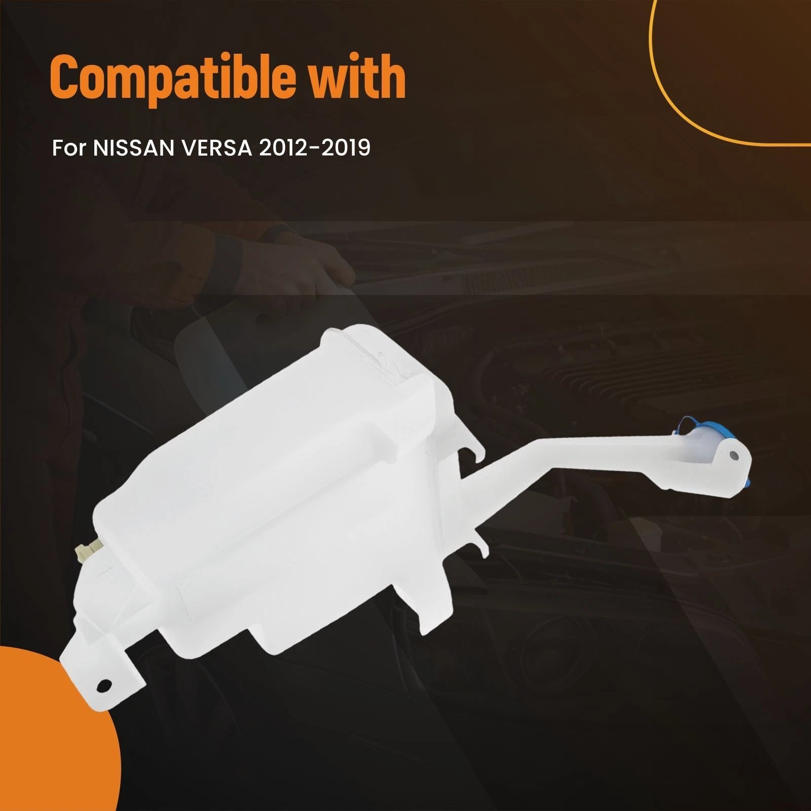 Front Washer Container System for Nissan Versa (2012–2019) NI1288148 White
