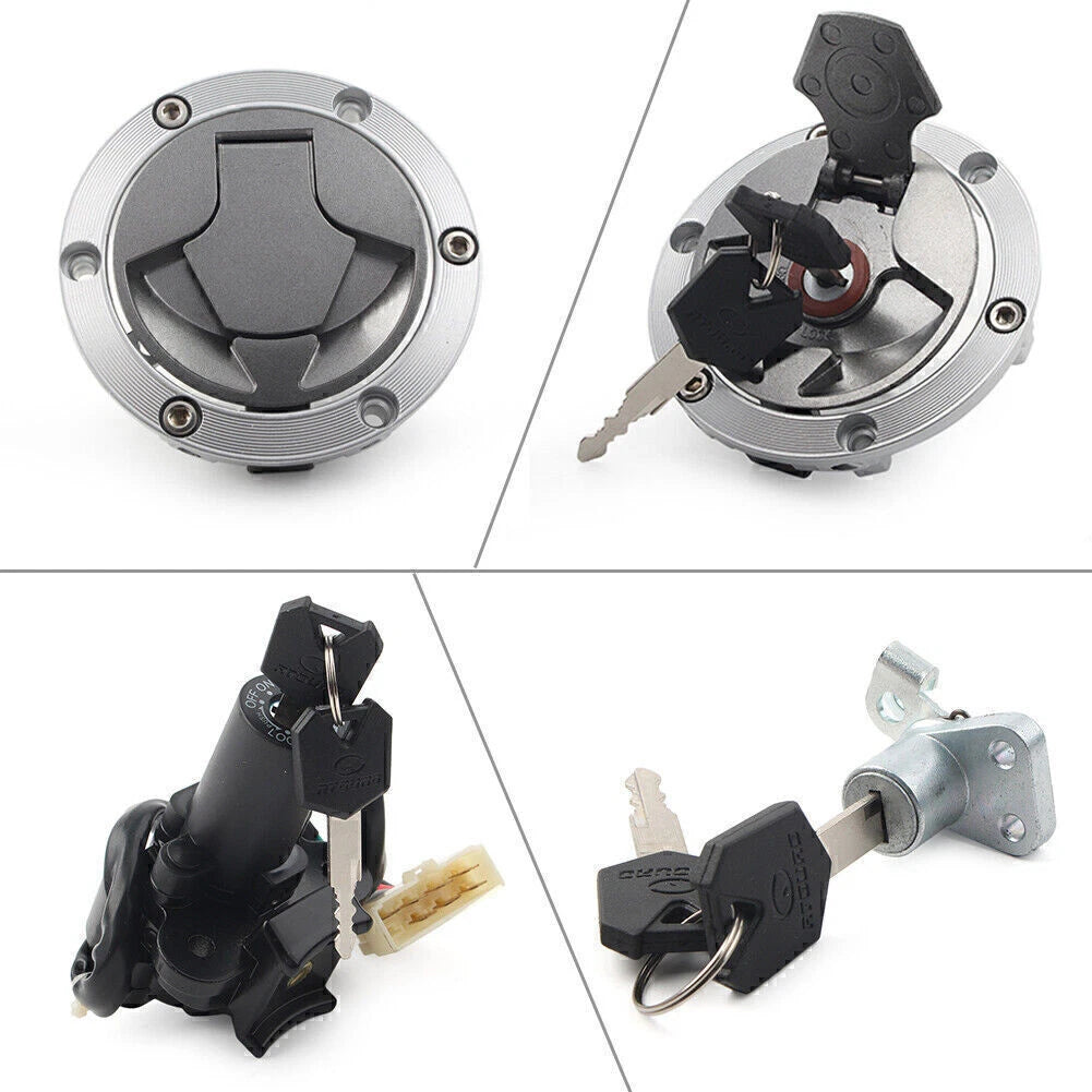 Ignition Switch Fuel Gas Cap Seat Lock Key Set for Kawasaki Ninja 250R 300 (2008–2017)