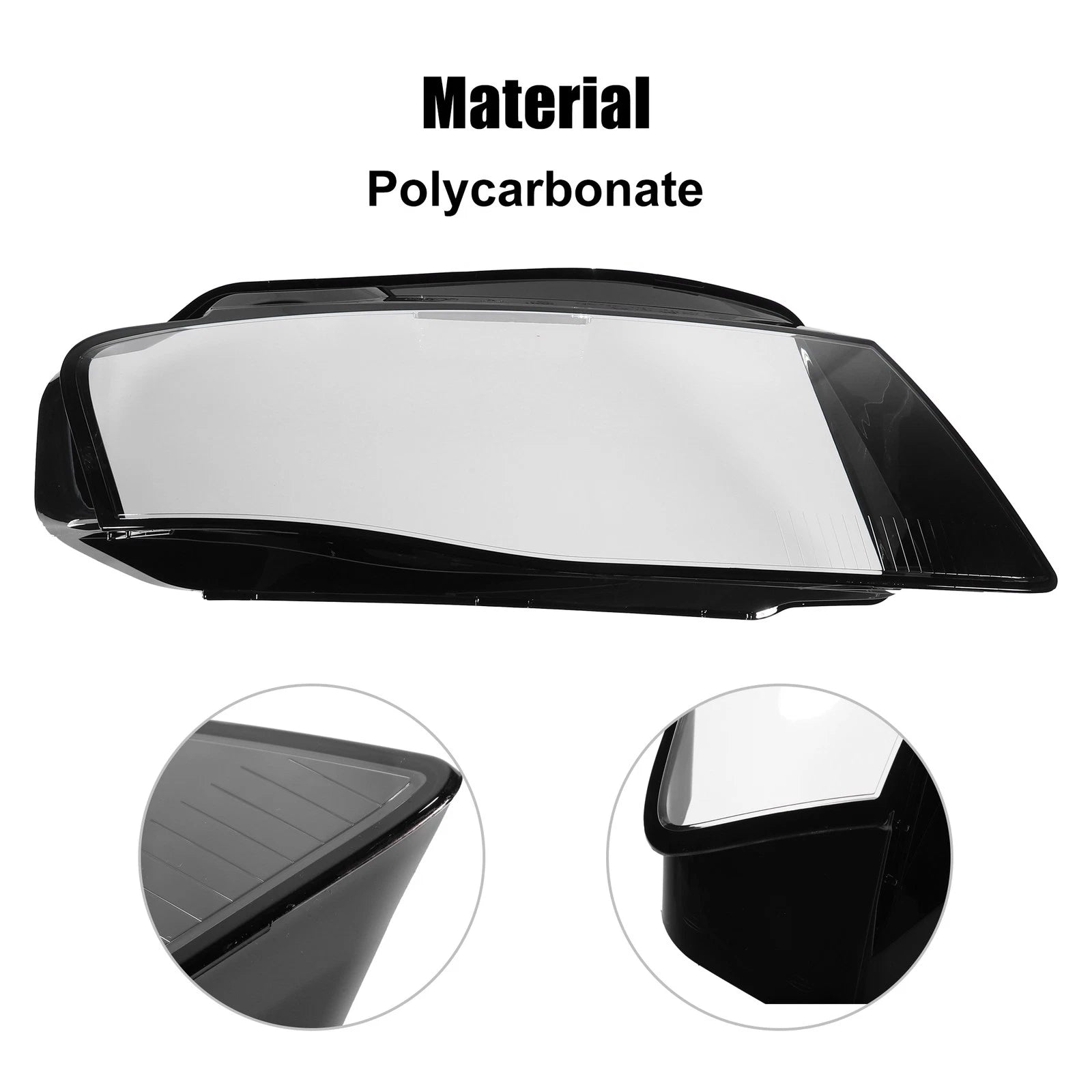 Front Headlight Lens Cover Cap Pair for Audi A4 B8 (2009–2012)