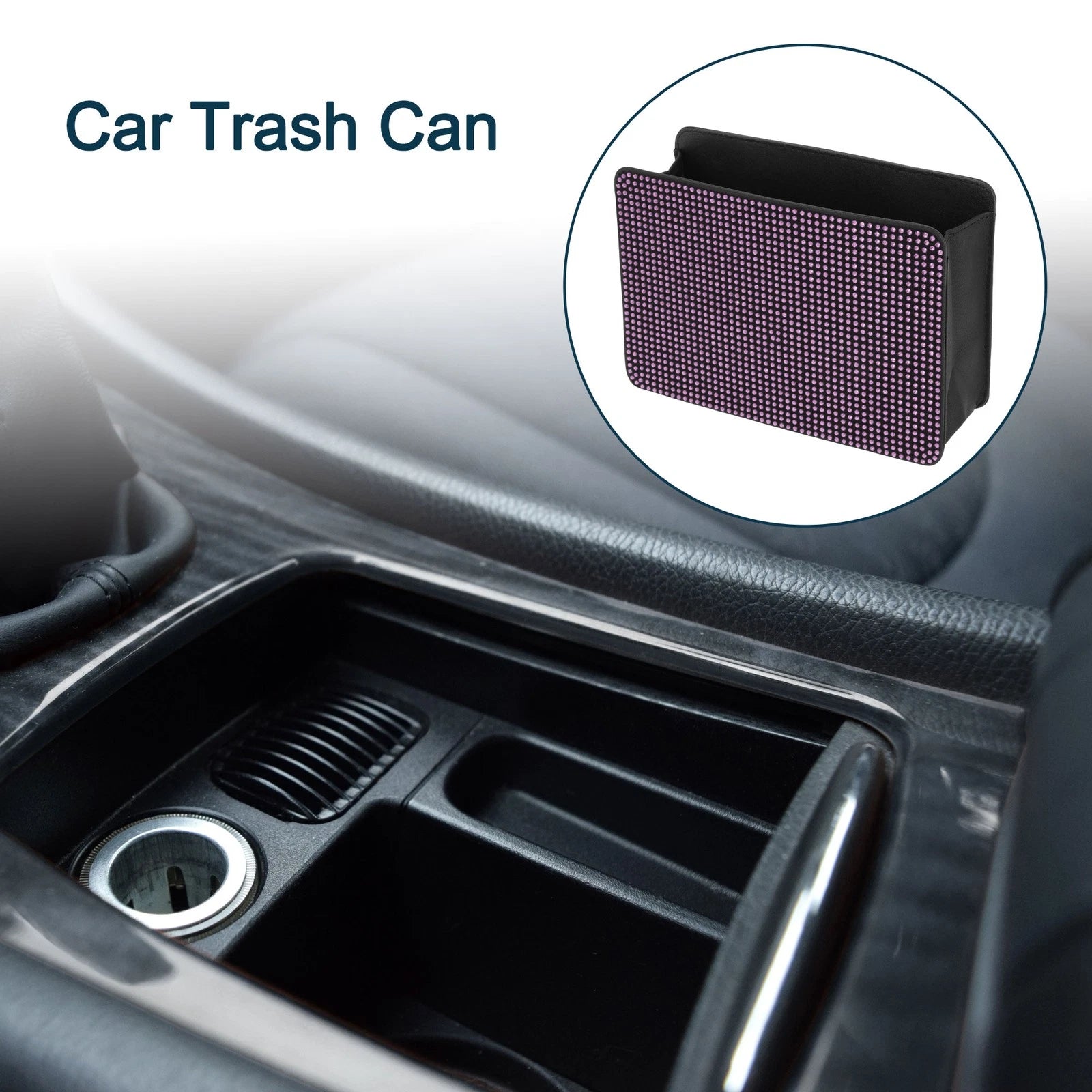Portable Faux Leather Trash Can for Car (1 Pc)