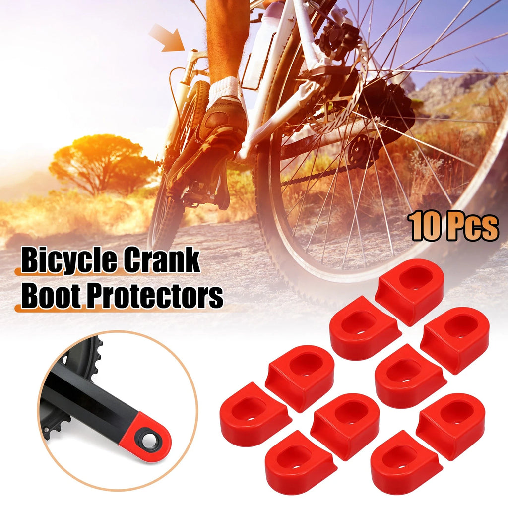 Crank Boot Protector Silicone Front Cover 10pcs for Bicycle Bike Crank (Red)