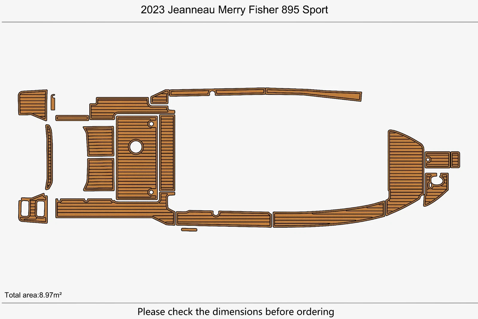 EVA Foam Teak Deck Flooring Mat for Jeanneau Merry Fisher 895 Sport (2023)