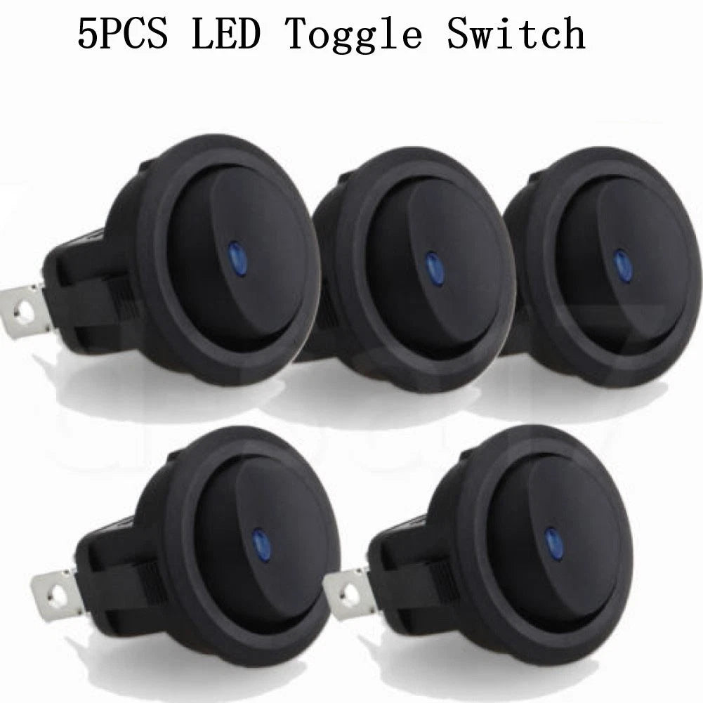 2-Pin Round Switch with Blue LED Light for