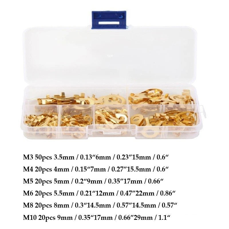 Ring Terminal Kit for Multi-size Compatibility (Copper, No Soldering)