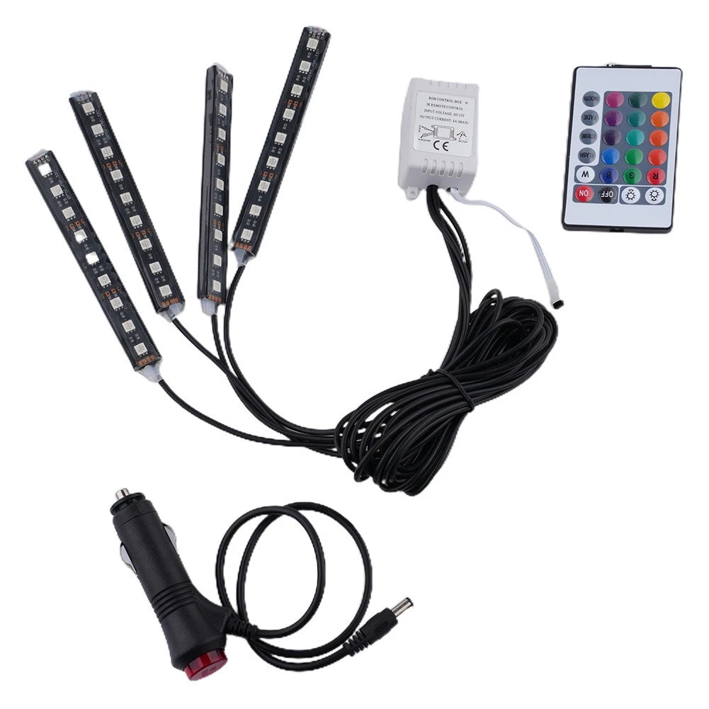 RGB LED Light Strip for Car Interior with 24 Keys Remote Control