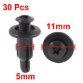 30 Pcs Black Plastic Rivet Fastener Clips for Bumper Trim Panel (11mm x 5mm)